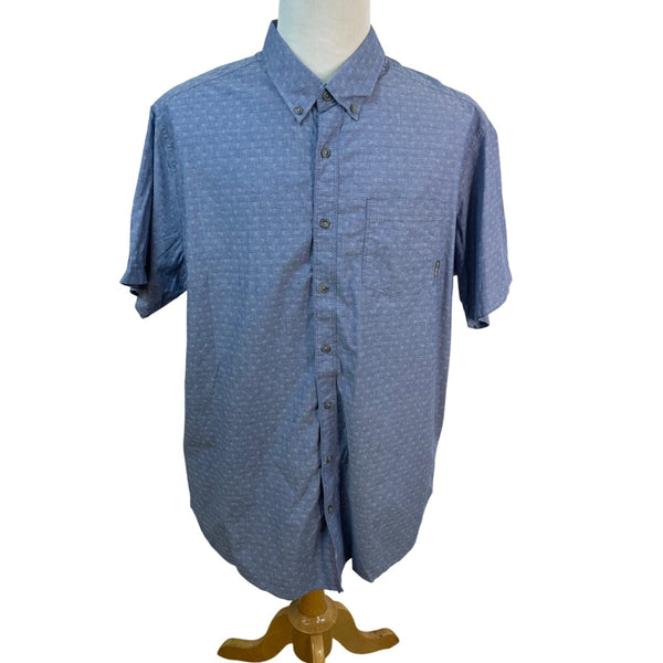 Eddie Bauer Men Short Sleeve Button-Up Shirt Blue Anchor Print Size 3XL - New