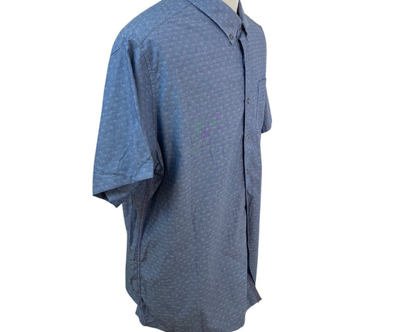 Eddie Bauer Men Short Sleeve Button-Up Shirt Blue Anchor Print Size 3XL - New