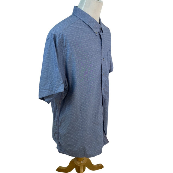 Eddie Bauer Men Short Sleeve Button-Up Shirt Blue Anchor Print Size 3XL - New