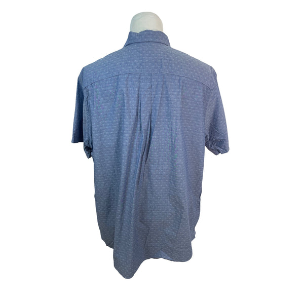 Eddie Bauer Men Short Sleeve Button-Up Shirt Blue Anchor Print Size 3XL - New
