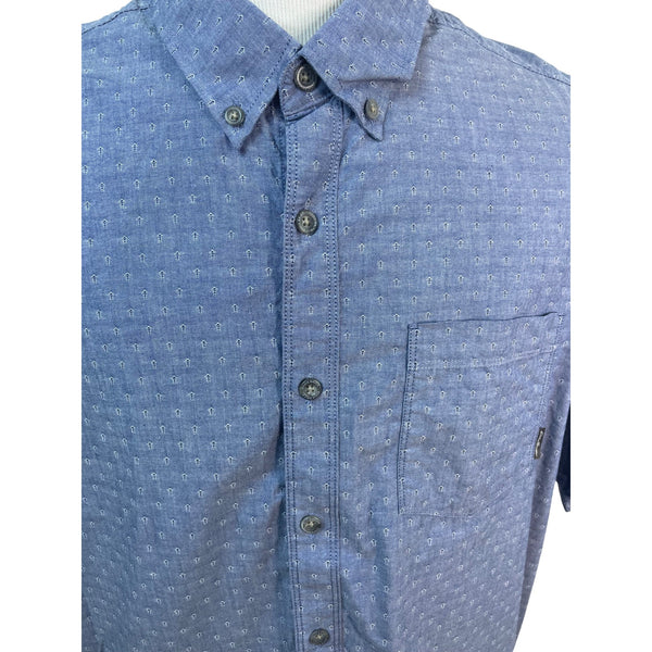 Eddie Bauer Men Short Sleeve Button-Up Shirt Blue Anchor Print Size 3XL - New