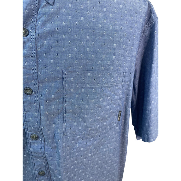 Eddie Bauer Men Short Sleeve Button-Up Shirt Blue Anchor Print Size 3XL - New