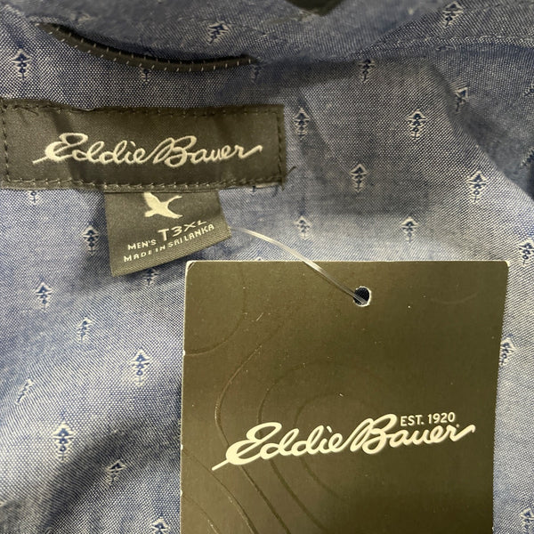 Eddie Bauer Men Short Sleeve Button-Up Shirt Blue Anchor Print Size 3XL - New