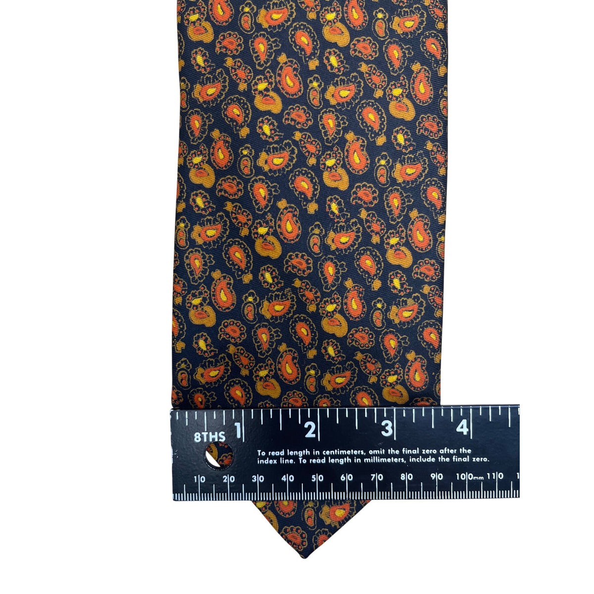 Vintage Brooks Brothers Navy Orange Silk Paisley Tie 57in Made in England