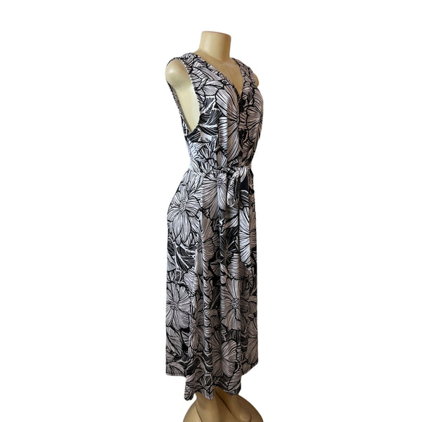 Talbots Women's Black & White Button Front Tropical Maxi Dress Sz XLP - NWT