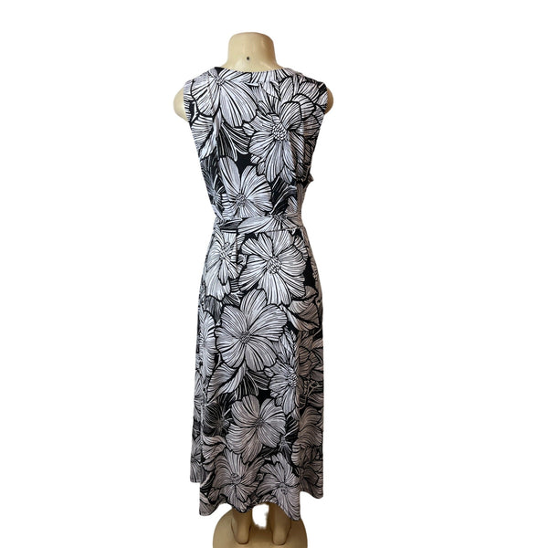 Talbots Women's Black & White Button Front Tropical Maxi Dress Sz XLP - NWT