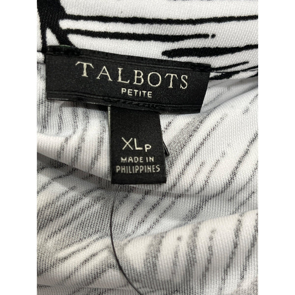 Talbots Women's Black & White Button Front Tropical Maxi Dress Sz XLP - NWT