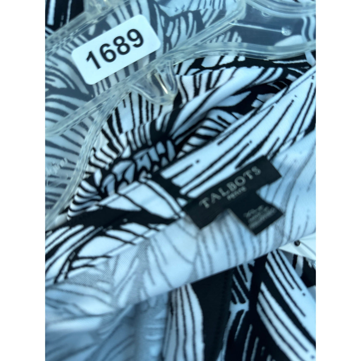 Talbots Women's Black & White Button Front Tropical Maxi Dress Sz XLP - NWT
