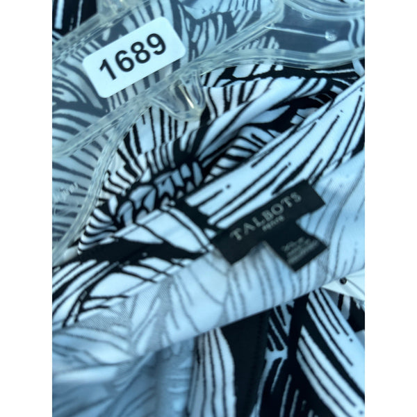 Talbots Women's Black & White Button Front Tropical Maxi Dress Sz XLP - NWT