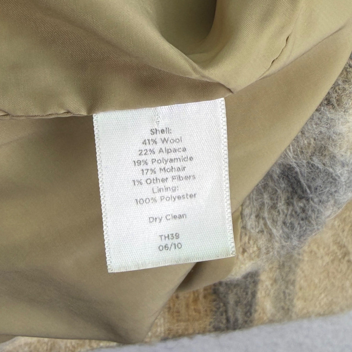 Talbots Women’s Beige & Gray Wool-Alpaca Blend Plaid Open-Front Sweater Size 16W