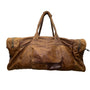 Handcrafted Brown Leather With Zippered Compartments Traveling Duffel Bag Sz XL