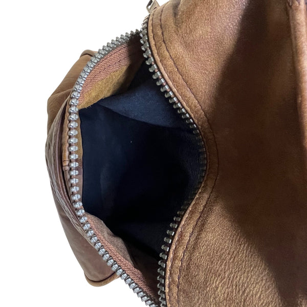 Handcrafted Brown Leather With Zippered Compartments Traveling Duffel Bag Sz XL