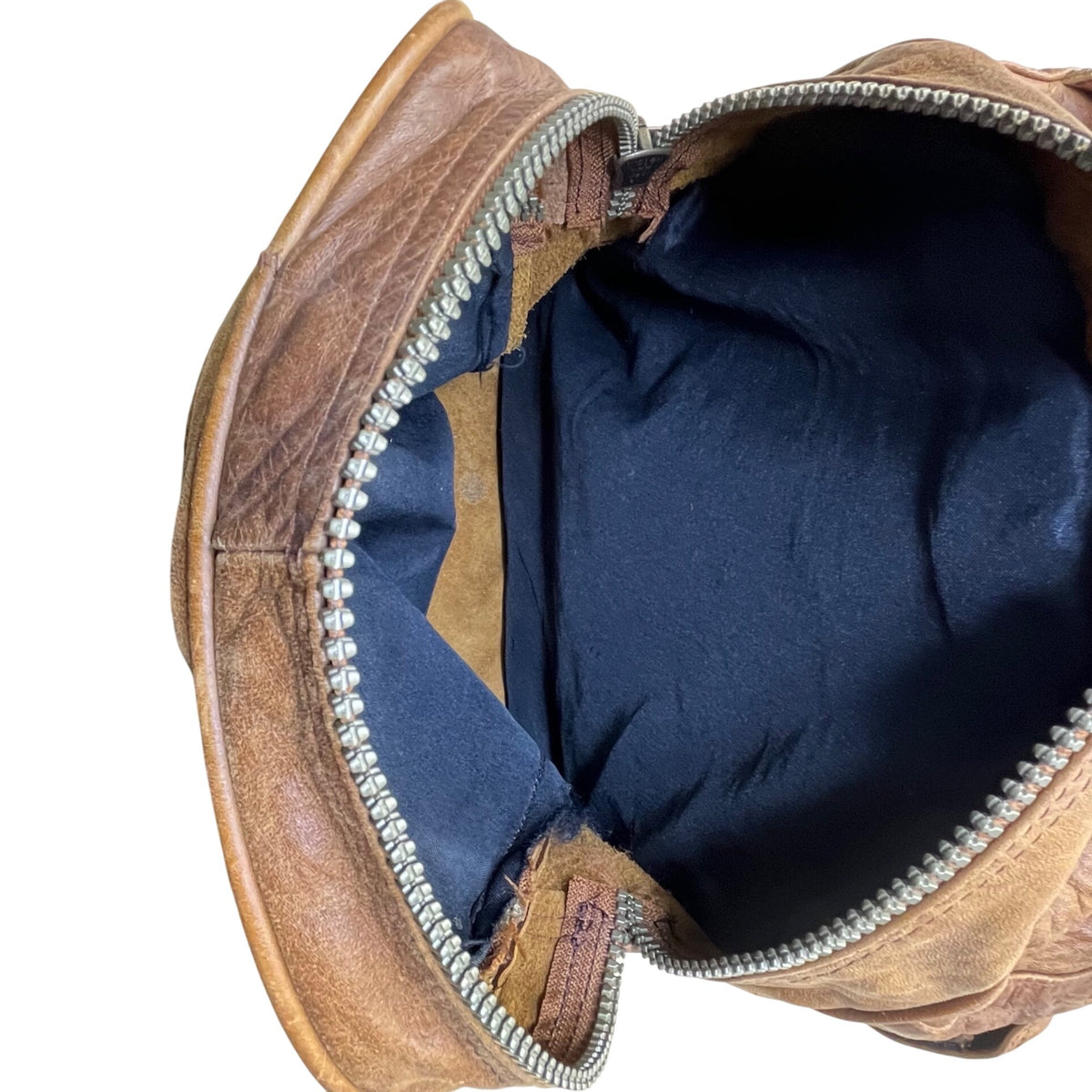 Handcrafted Brown Leather With Zippered Compartments Traveling Duffel Bag Sz XL