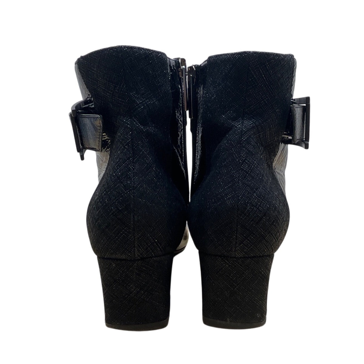 Aquatalia Black Patent Leather With Side Zipper Pointed Toe Ankle Boots Sz 9