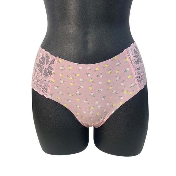 Pink Women's Floral Lace-Trim Cheeky Panties Sz M- NEW