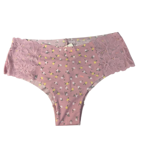 Pink Women's Floral Lace-Trim Cheeky Panties Sz M- NEW