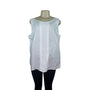 Talbots Womens White Sleeveless Zip Up Top with Embroidered Front Panel Size 18W
