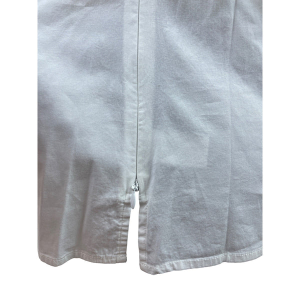 Talbots Womens White Sleeveless Zip Up Top with Embroidered Front Panel Size 18W