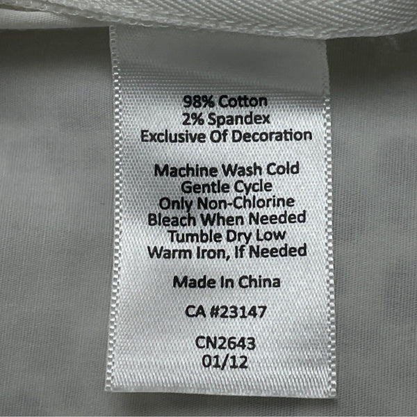 Talbots Womens White Sleeveless Zip Up Top with Embroidered Front Panel Size 18W