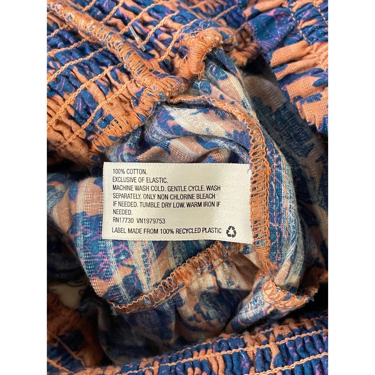 Universal Thread Floral Tiered Skirt Smocked Waist Multi-Layered Design Womens Size S 100% Cotton Blue & Orange New