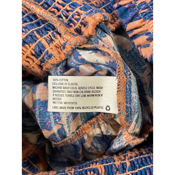 Universal Thread Floral Tiered Skirt Smocked Waist Multi-Layered Design Womens Size S 100% Cotton Blue & Orange New