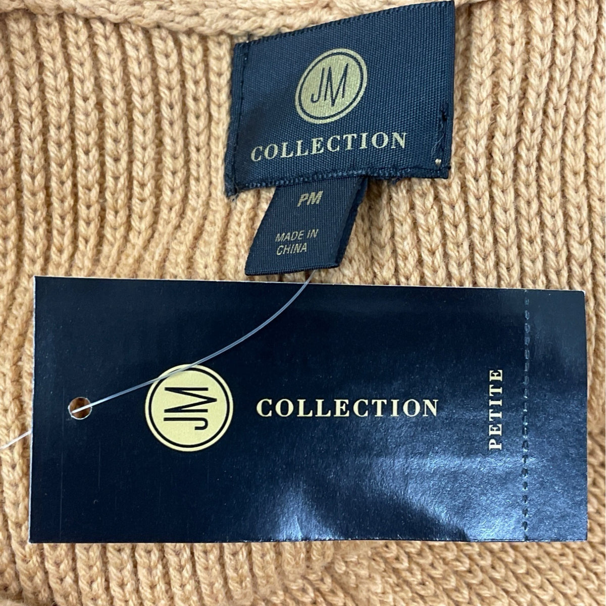 JM Collection Petite Womens Open Front Cardigan Sweater Tan Sz MP - New