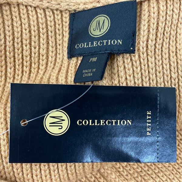 JM Collection Petite Womens Open Front Cardigan Sweater Tan Sz MP - New
