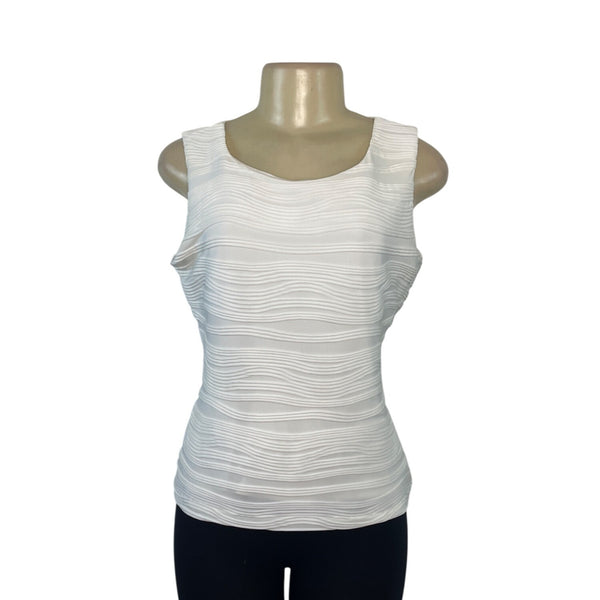 Calvin Klein Women's White Sleeveless & Textured Top Sz PM - New