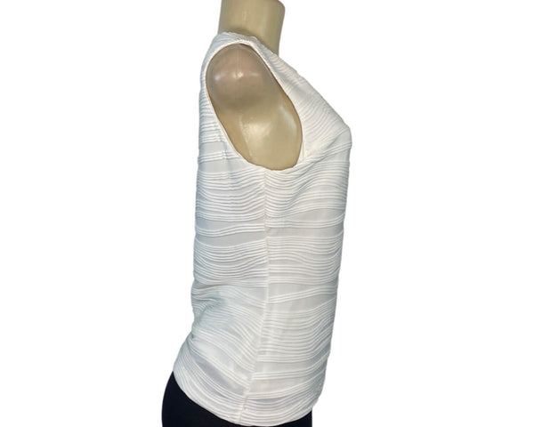Calvin Klein Women's White Sleeveless & Textured Top Sz PM - New