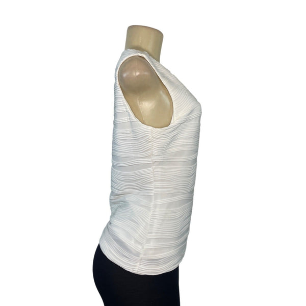 Calvin Klein Women's White Sleeveless & Textured Top Sz PM - New
