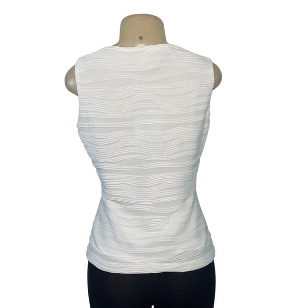 Calvin Klein Women's White Sleeveless & Textured Top Sz PM - New