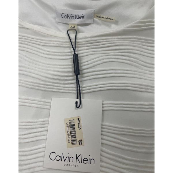 Calvin Klein Women's White Sleeveless & Textured Top Sz PM - New