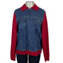 Marsh Landing Womens Red & Denim Cotton Knit Zip Front Jacket Size 1X