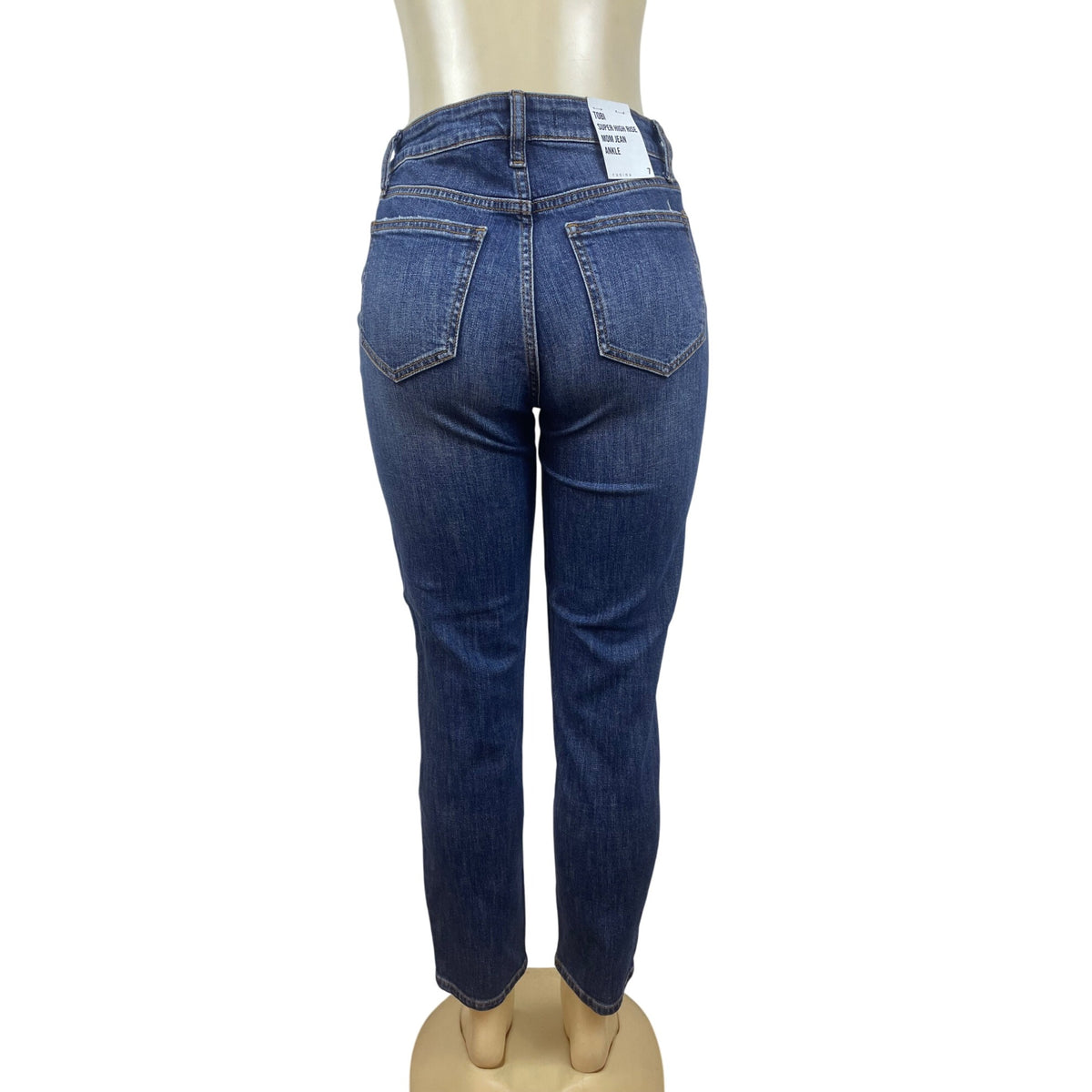 Eunina Womens Tobi Super High Rise Distressed Mom Jeans Medium Wash Size7 - New