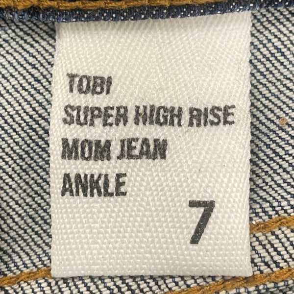 Eunina Womens Tobi Super High Rise Distressed Mom Jeans Medium Wash Size7 - New