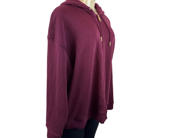 Tommy Hilfiger Women's Burgundy Zip-Up Hoodie With Pockets Sz XL