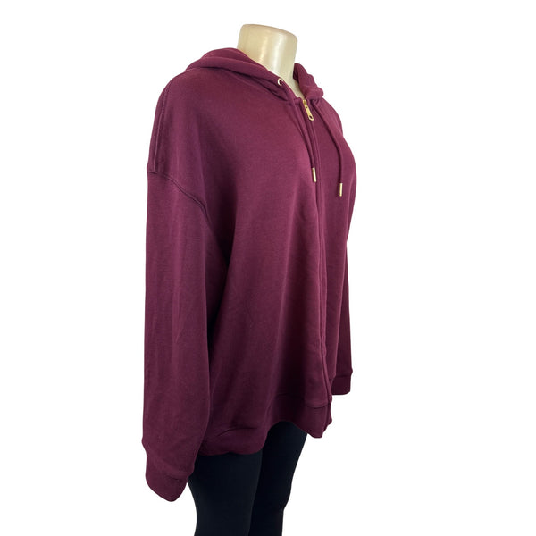 Tommy Hilfiger Women's Burgundy Zip-Up Hoodie With Pockets Sz XL