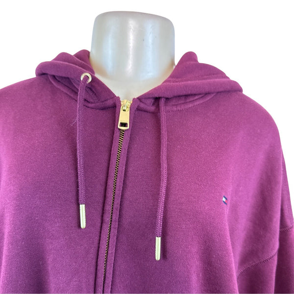 Tommy Hilfiger Women's Burgundy Zip-Up Hoodie With Pockets Sz XL