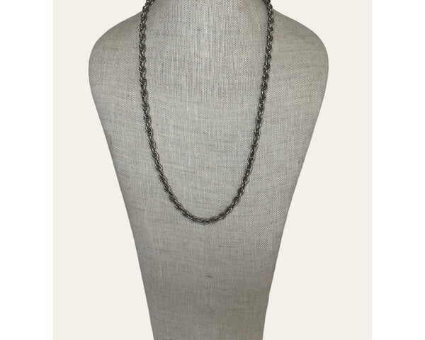 Vintage Silver Tone Rope Necklace - 30in