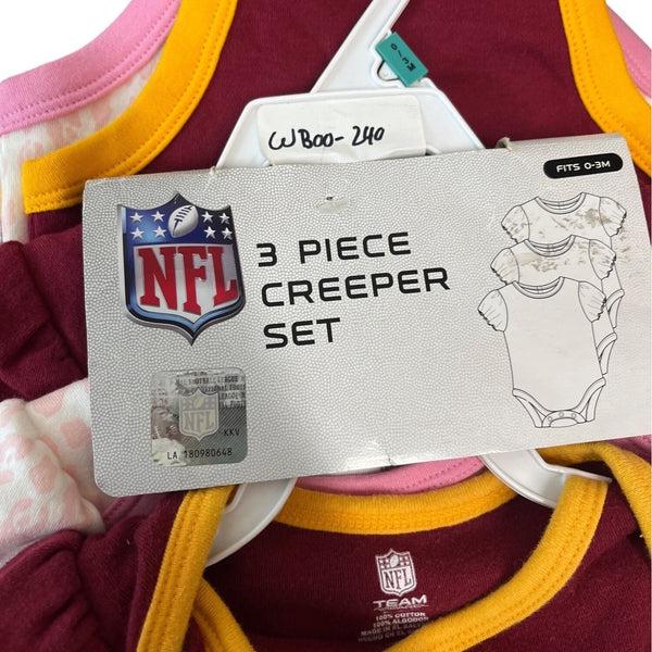 NFL Indians Toddler Girl's Red and White Creeper Set Sz 0-3M - NWT