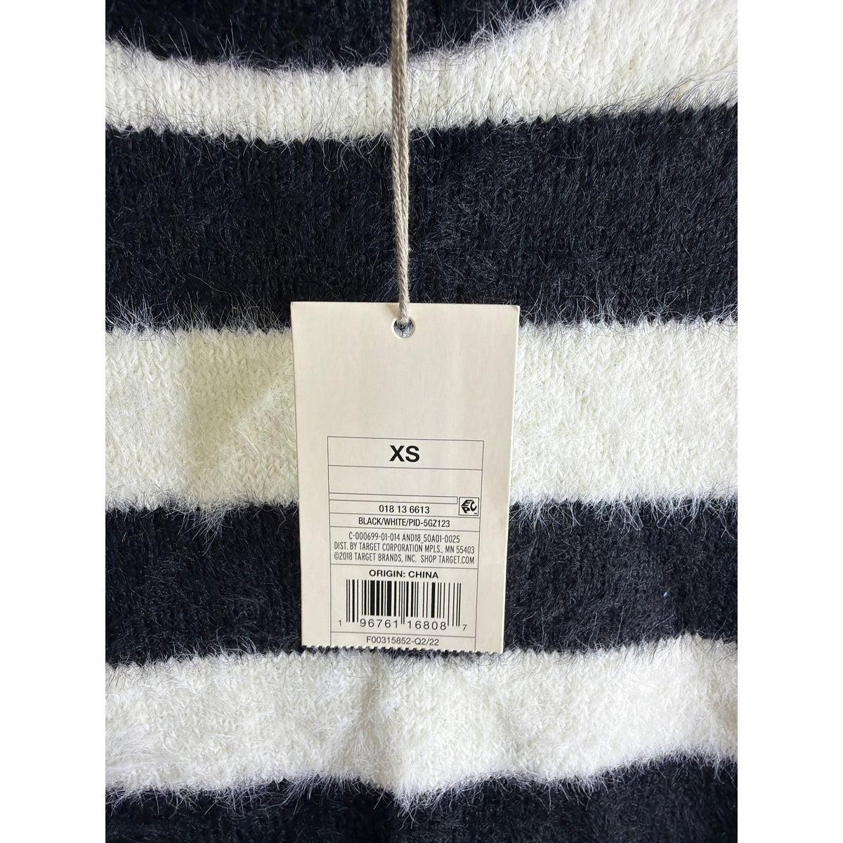 A New Day Womens Black/White Fuzzy Striped Pullover Sweater Size XS Soft Knit