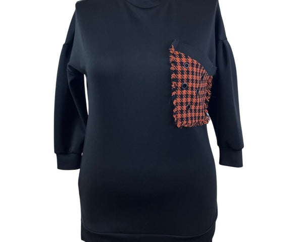 Loreen Fashion Black & Orange Women's Sweater Top Size 1