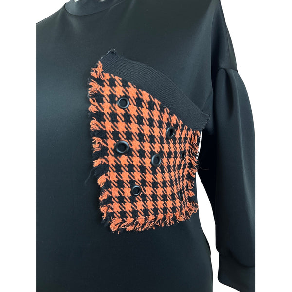 Loreen Fashion Black & Orange Women's Sweater Top Size 1