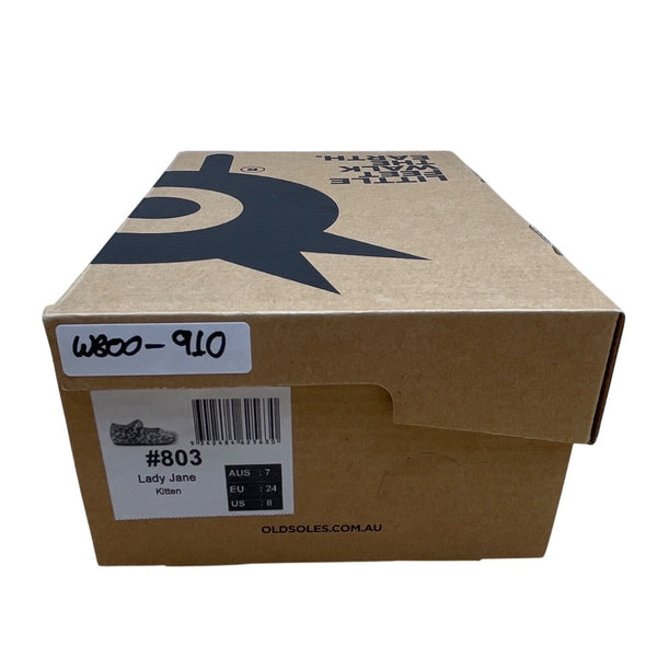 Old Soles Girls Leopard Print Leather Lady Jane Strappy Kitten Shoes Size 8- New