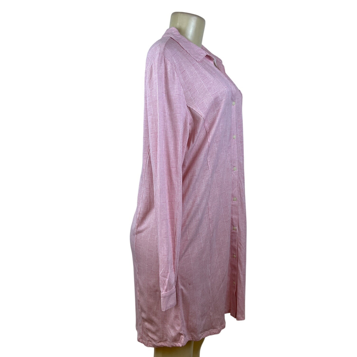 Ralph Lauren Womens Pink Plaid Long Sleeve Nightshirt Cozy Sz L - New