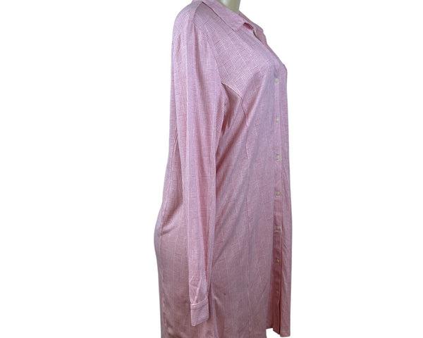 Ralph Lauren Womens Pink Plaid Long Sleeve Nightshirt Cozy Sz L - New