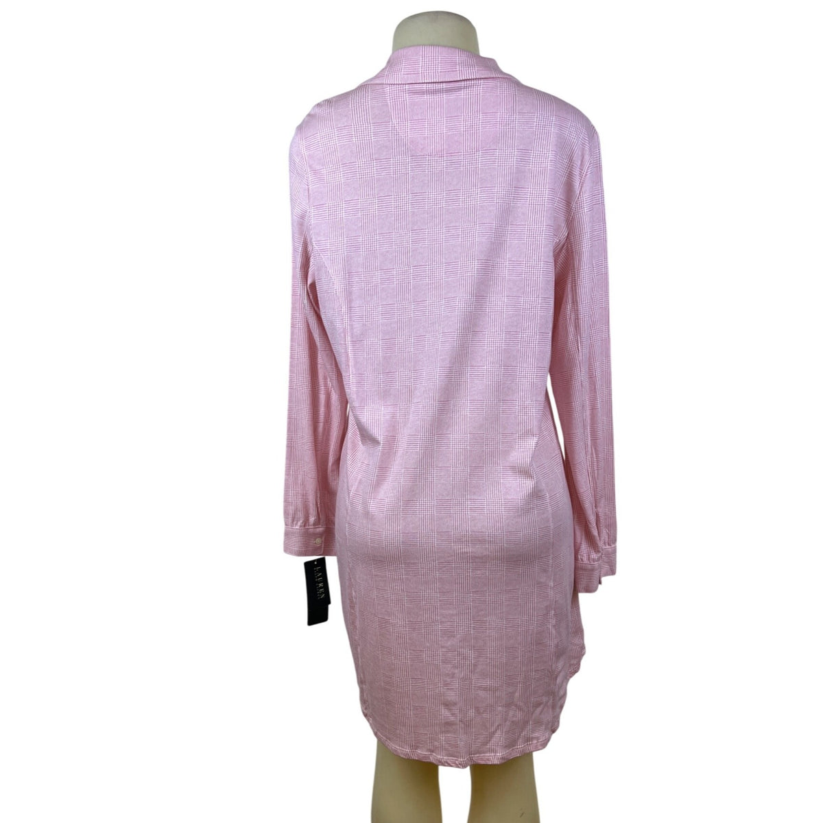 Ralph Lauren Womens Pink Plaid Long Sleeve Nightshirt Cozy Sz L - New