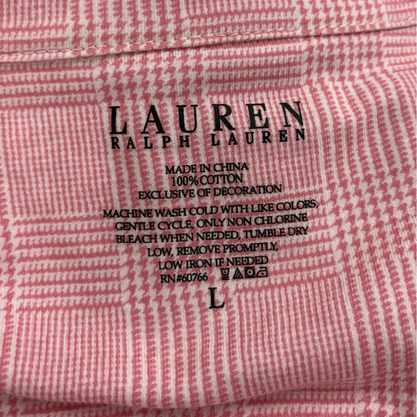Ralph Lauren Womens Pink Plaid Long Sleeve Nightshirt Cozy Sz L - New