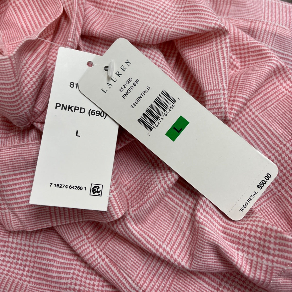 Ralph Lauren Womens Pink Plaid Long Sleeve Nightshirt Cozy Sz L - New