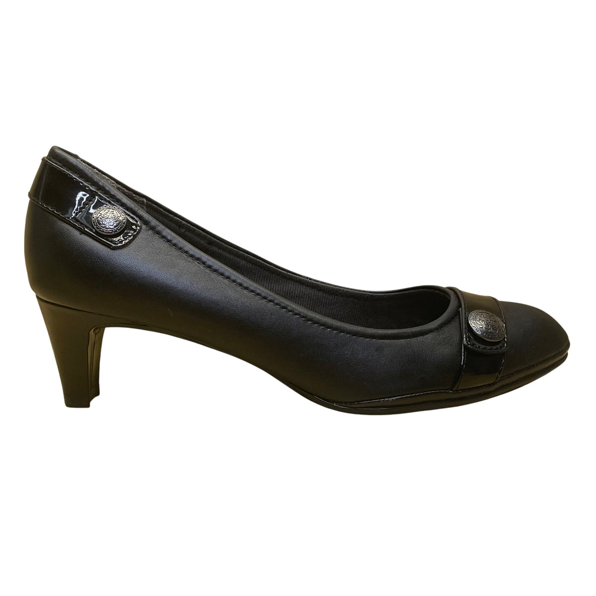 Eurosoft By Sofft Women’s Black Faux Leather Mid Heel Tahlia Pumps Size 8.5M